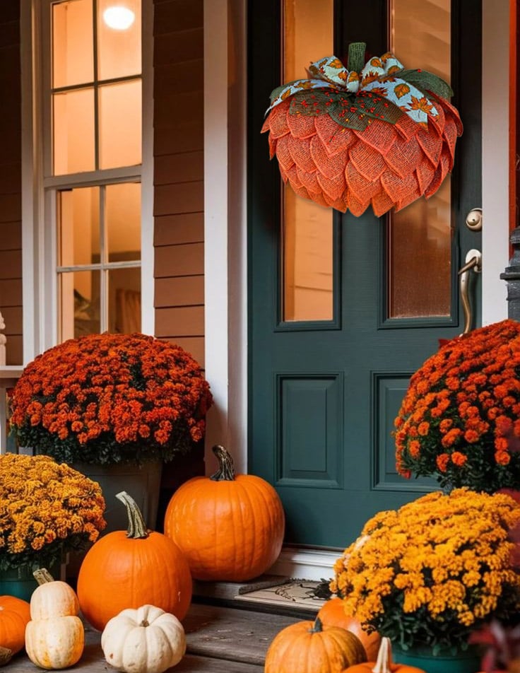 š„Last Day 48% OFF š Farmhouse Pumpkin Wreath For Front Door
