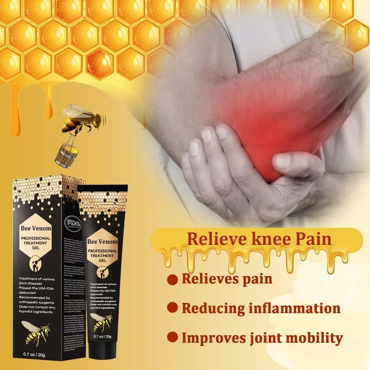 🐝 LOVILDS™ New Zealand Bee Venom Joint Relief Gel (New Zealand Bee Extract - Specialized in Treating Orthopedic Conditions and Arthritic Pain)