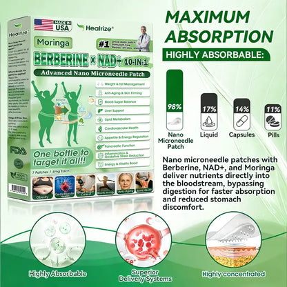 🇺🇸 𝐎𝐟𝐟𝐢𝐜𝐢𝐚𝐥 𝐔𝐒 𝐒𝐭𝐨𝐫𝐞 | 🧑‍⚕️🩺 𝐇𝐞𝐚𝐥𝐫𝐢𝐳𝐞® Moringa · Berberine × NAD+ 𝟏𝟎-𝐢𝐧-𝟏 𝐀𝐝𝐯𝐚𝐧𝐜𝐞𝐝 𝐍𝐚𝐧𝐨 𝐌𝐢𝐜𝐫𝐨𝐧𝐞𝐞𝐝𝐥𝐞 𝐏𝐚𝐭𝐜𝐡 — 𝐎𝐧𝐜𝐞 𝐃𝐚𝐢𝐥𝐲, 𝐕𝐢𝐬𝐢𝐛𝐥𝐞 𝐑𝐞𝐬𝐮𝐥𝐭𝐬 𝐢𝐧 𝟕 𝐃𝐚𝐲𝐬