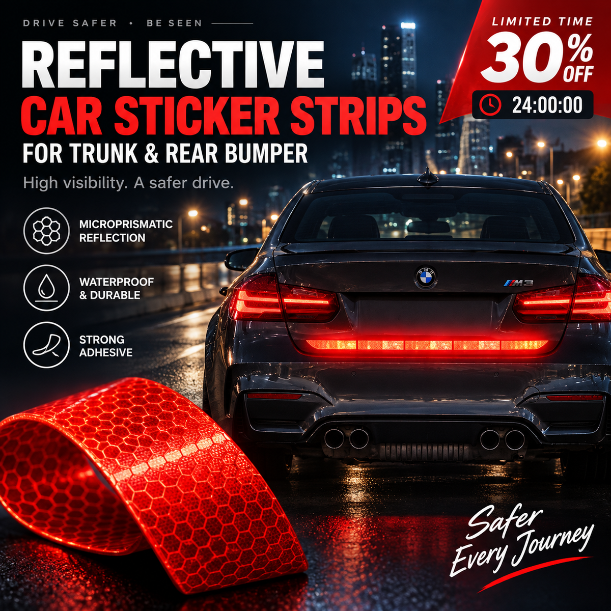 🚗 LIMITED-TIME SALE — UP TO 50% OFF!🔥Reflective Car Sticker Strips for Trunk & Rear Bumper