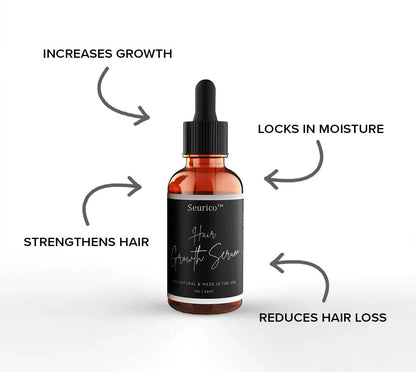 Seurico™Hair Growth Serum Designed for Black Women with Organic Herbs and Natural Vitamin. No Chemicals (1oz per bottle. 2 Pack)