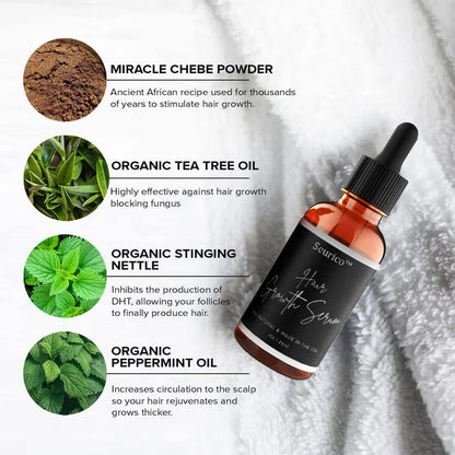 Seurico™Hair Growth Serum Designed for Black Women with Organic Herbs and Natural Vitamin. No Chemicals (1oz per bottle. 2 Pack)