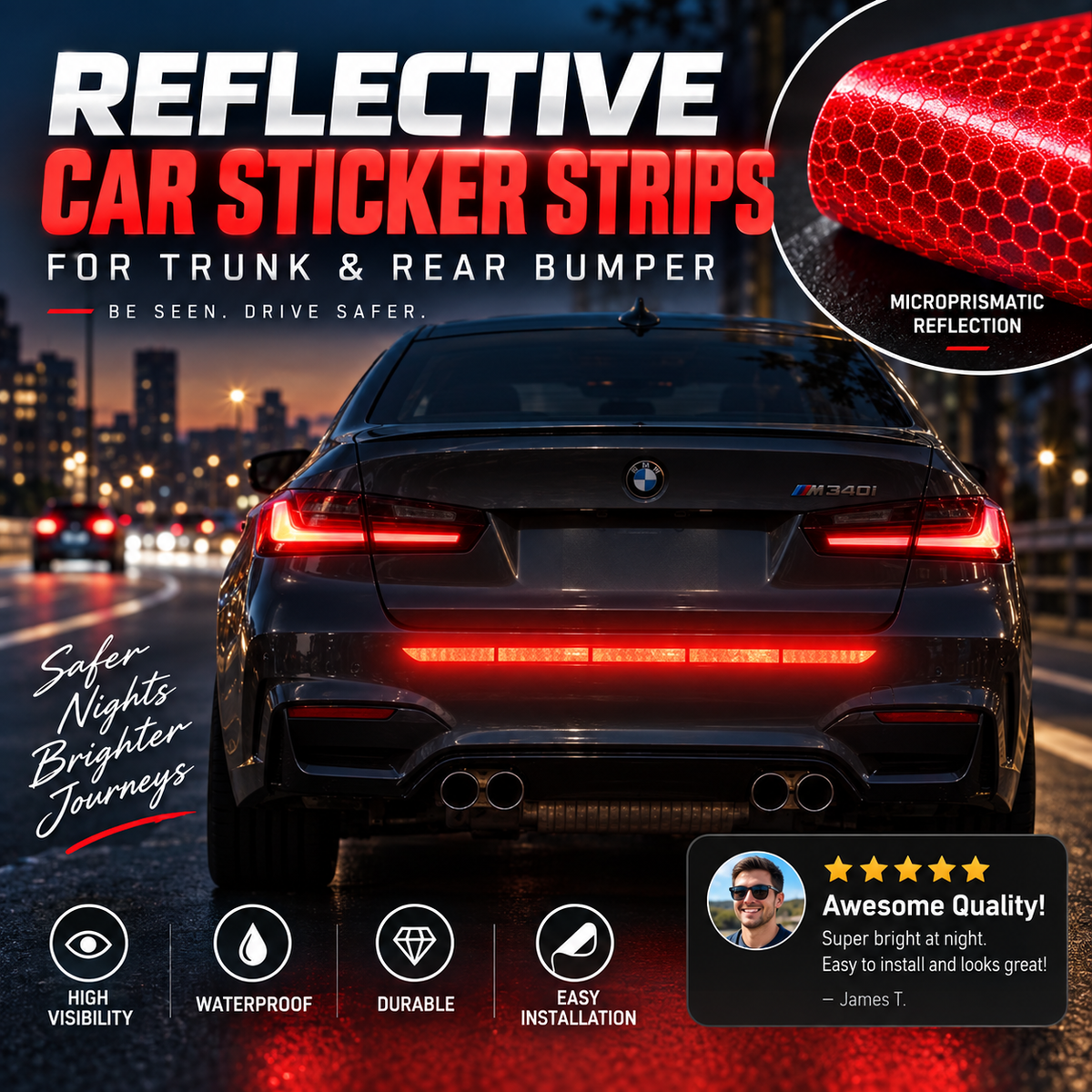 🚗 LIMITED-TIME SALE — UP TO 50% OFF!🔥Reflective Car Sticker Strips for Trunk & Rear Bumper