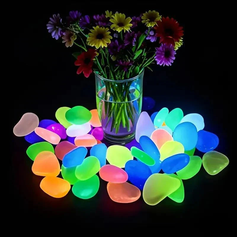✨ Glow-in-the-Dark Garden Stones – Mixed Color Luminous Pebbles for Outdoor Decoration🌈