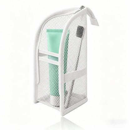 🧼 2-Pack Portable Quick-Dry Mesh Toiletry Bags – Hanging Travel Organizers with Toothbrush Slots