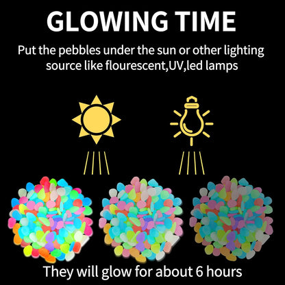 ✨ Glow-in-the-Dark Garden Stones – Mixed Color Luminous Pebbles for Outdoor Decoration🌈