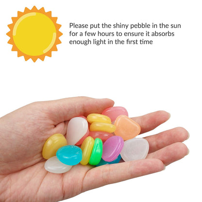 ✨ Glow-in-the-Dark Garden Stones – Mixed Color Luminous Pebbles for Outdoor Decoration🌈