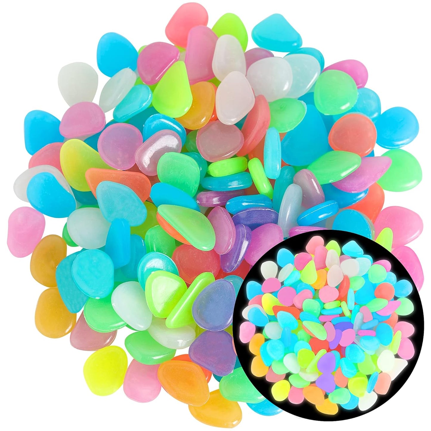✨ Glow-in-the-Dark Garden Stones – Mixed Color Luminous Pebbles for Outdoor Decoration🌈