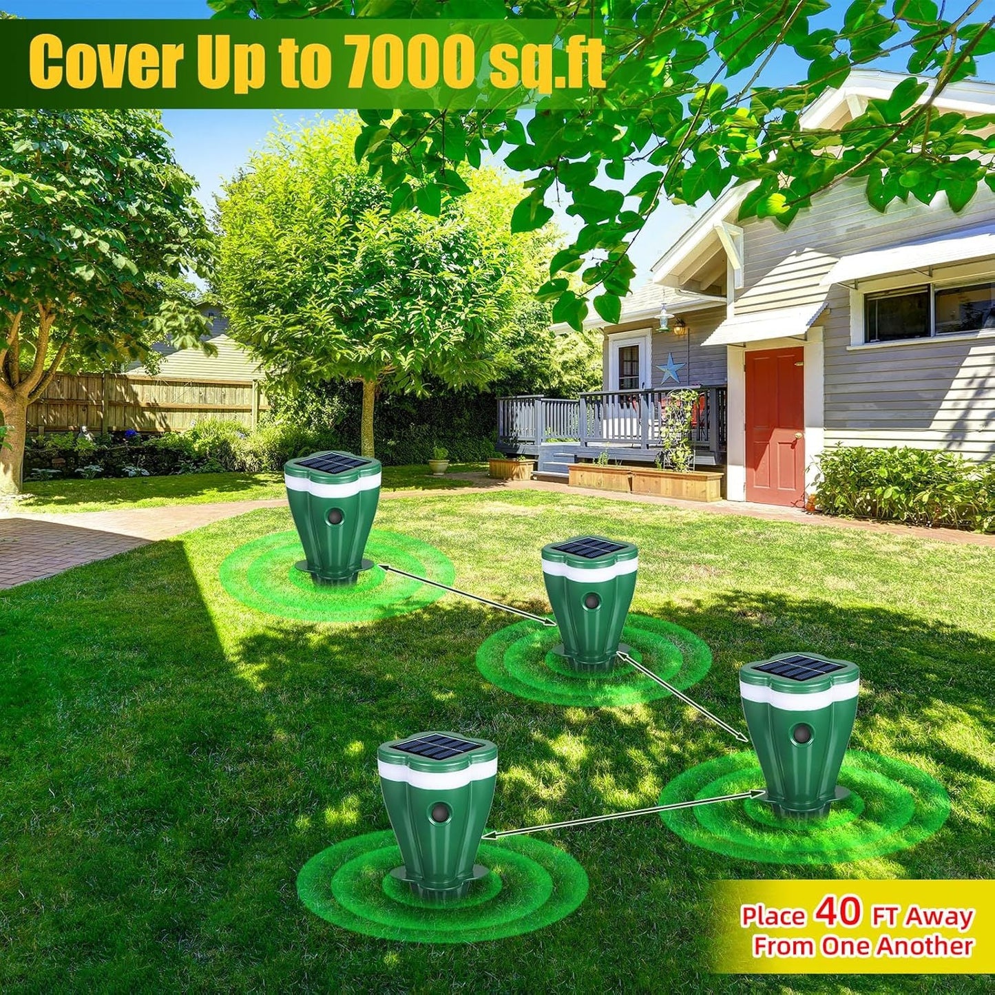 Solar Ultrasonic Animal Repeller 🌞 Outdoor Pest Deterrent for Yard, Garden & Lawn 🐾