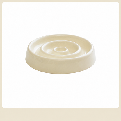 Ceramic Slow Feeder Cat Bowl – Elevated Anti-Gobble Pet Food Bowl with Wooden Base 🐾