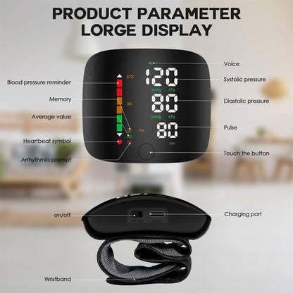 🔥Wrist Blood Pressure Monitor – LED Display, Adjustable, Health Tracking