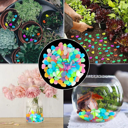 ✨ Glow-in-the-Dark Garden Stones – Mixed Color Luminous Pebbles for Outdoor Decoration🌈