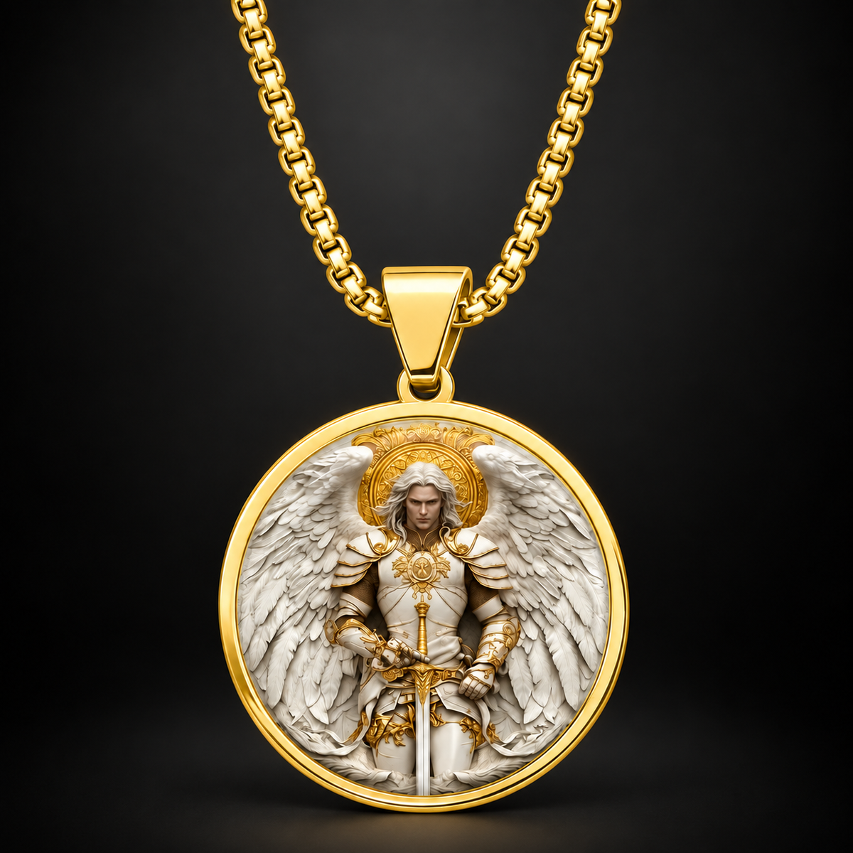 🔥Angel Warrior Pendant Necklace for Men — Faith, Strength & Protection
