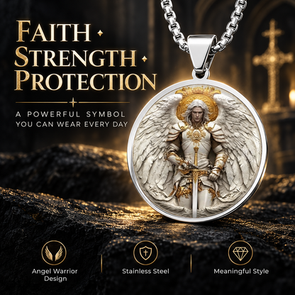 🔥Angel Warrior Pendant Necklace for Men — Faith, Strength & Protection