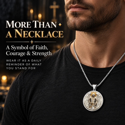 🔥Angel Warrior Pendant Necklace for Men — Faith, Strength & Protection