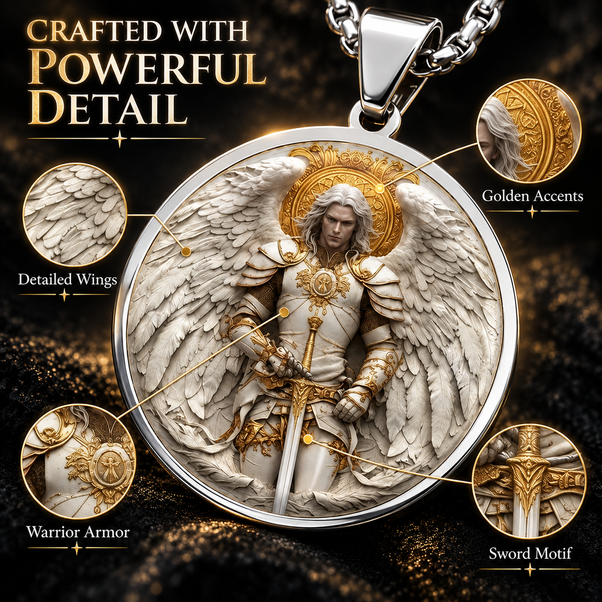 🔥Angel Warrior Pendant Necklace for Men — Faith, Strength & Protection