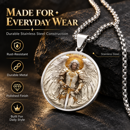 🔥Angel Warrior Pendant Necklace for Men — Faith, Strength & Protection