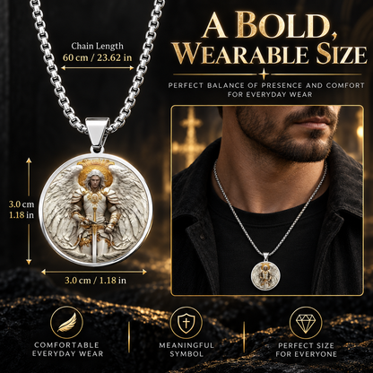 🔥Angel Warrior Pendant Necklace for Men — Faith, Strength & Protection
