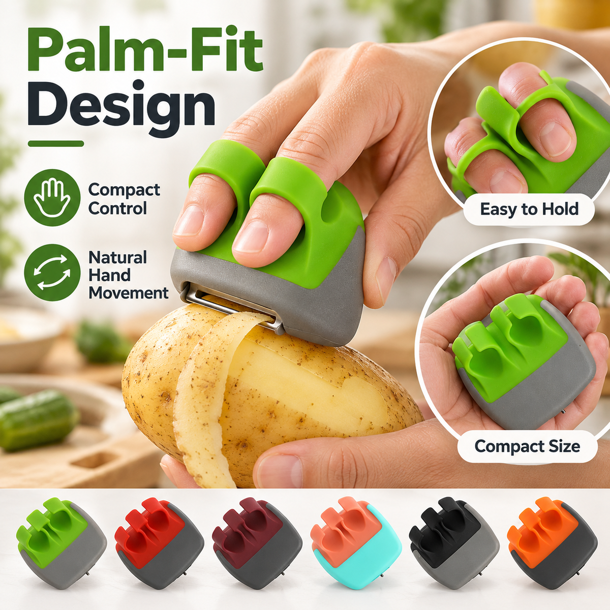 🥔Palm Fruit & Veggie Peeler with Soft Two-Finger Grip