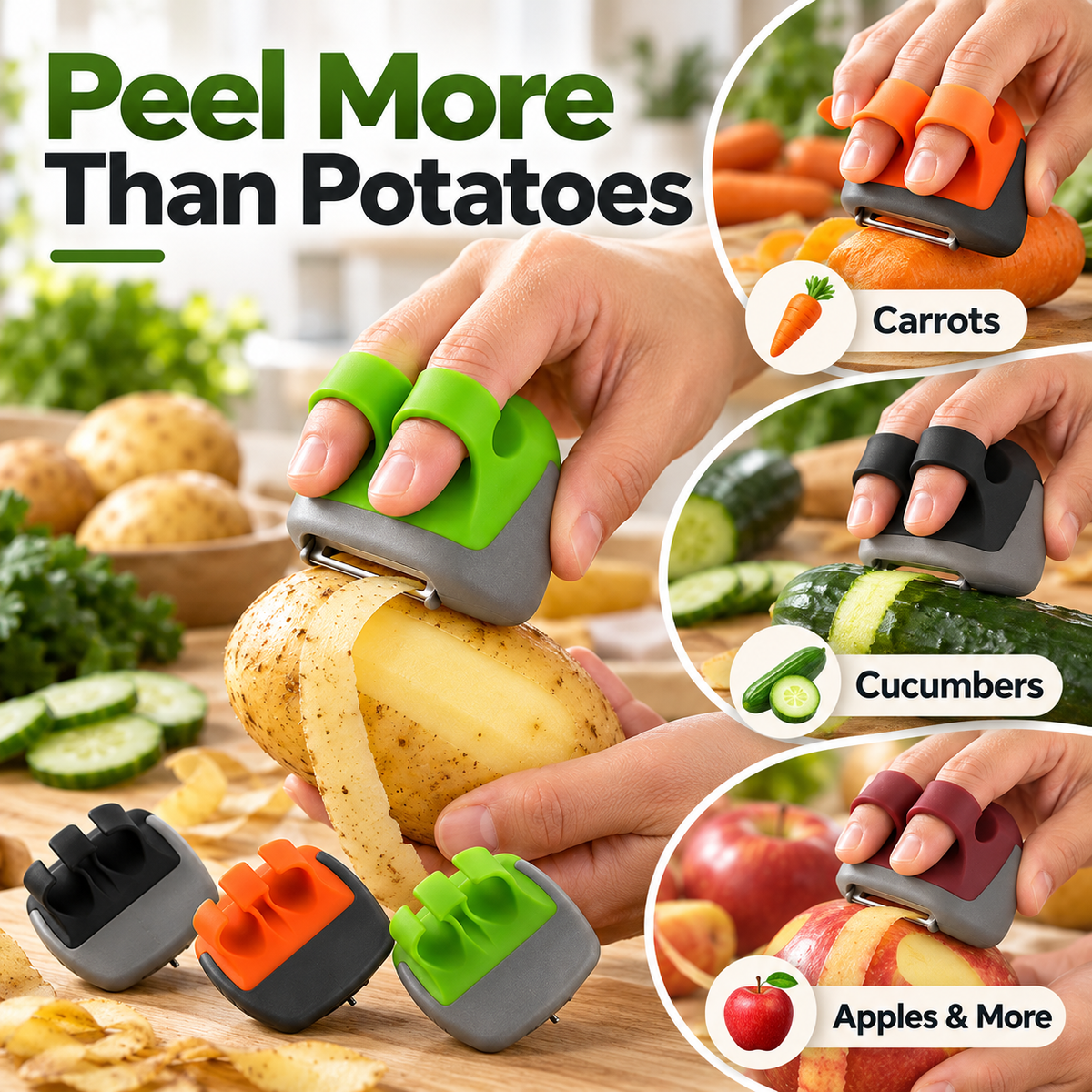 🥔Palm Fruit & Veggie Peeler with Soft Two-Finger Grip