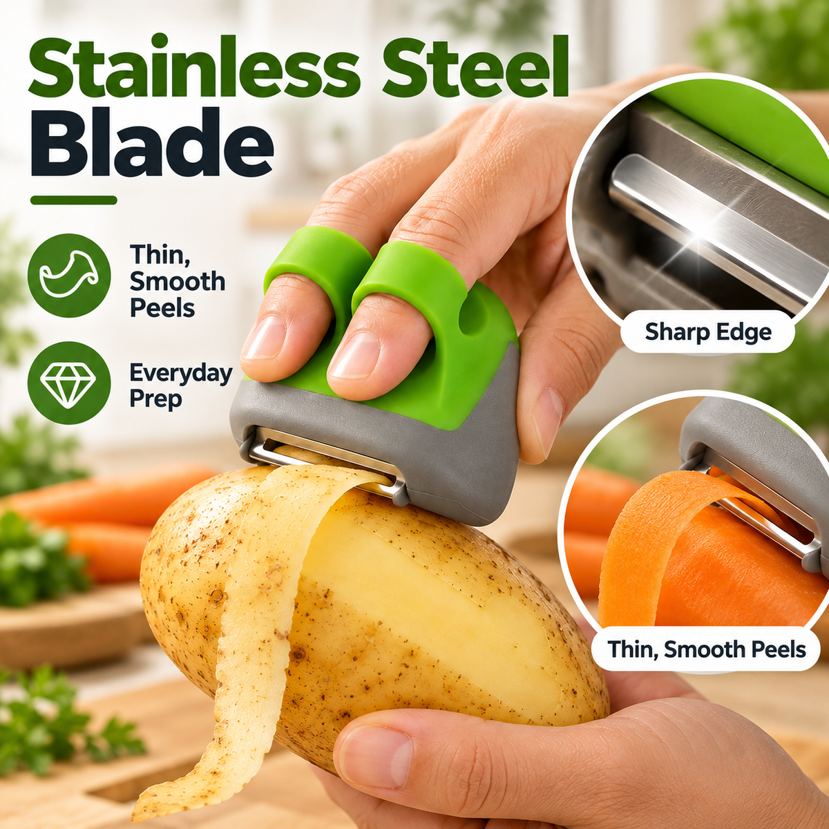 🥔Palm Fruit & Veggie Peeler with Soft Two-Finger Grip