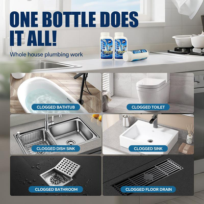 QIAWI Powerful Pipe Dredging Agent for Kitchen and Toilet Pipelines - Dissolves 200+ Blockages and Kills 99% of Bacteria