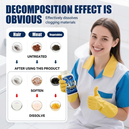 QIAWI Powerful Pipe Dredging Agent for Kitchen and Toilet Pipelines - Dissolves 200+ Blockages and Kills 99% of Bacteria
