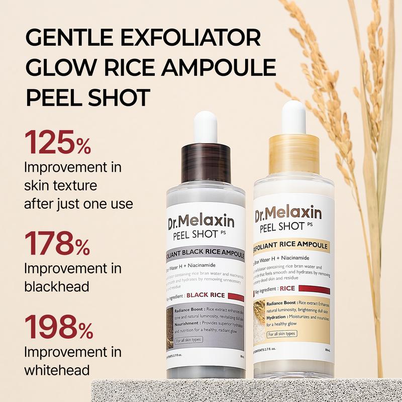 ✨Peel Shot Glow Rice Ampoule Duo - Serums for Brightening, Exfoliating, and Moisturizing