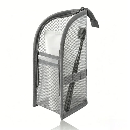 🧼 2-Pack Portable Quick-Dry Mesh Toiletry Bags – Hanging Travel Organizers with Toothbrush Slots