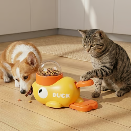⏳Time-Limited Special⏰2-in-1 Interactive Pets Puzzle Toy & Feeder – Duck Design, Treat Dispenser, Non-Slip Base 🦆