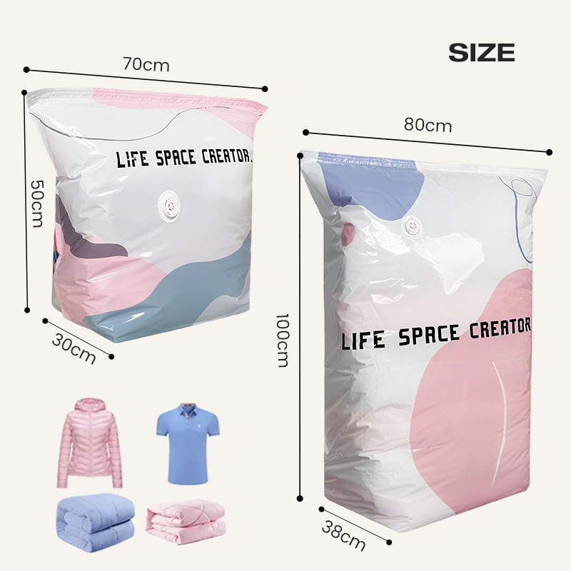 🌸 LAST DAY – BUY 2 GET 1 FREE! 💗 No-Pump 3D Vacuum Storage Bags – Space-Saving Reusable Sealer Bags for Bedding & Clothes – Saves Up to 80% Space ✨
