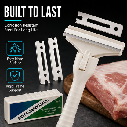 🥩🔥 UP TO 45% OFF! Stainless Steel Meat Scraper – Easy Fat & Fascia Removal Tool for Beef & Pork 🔪✨