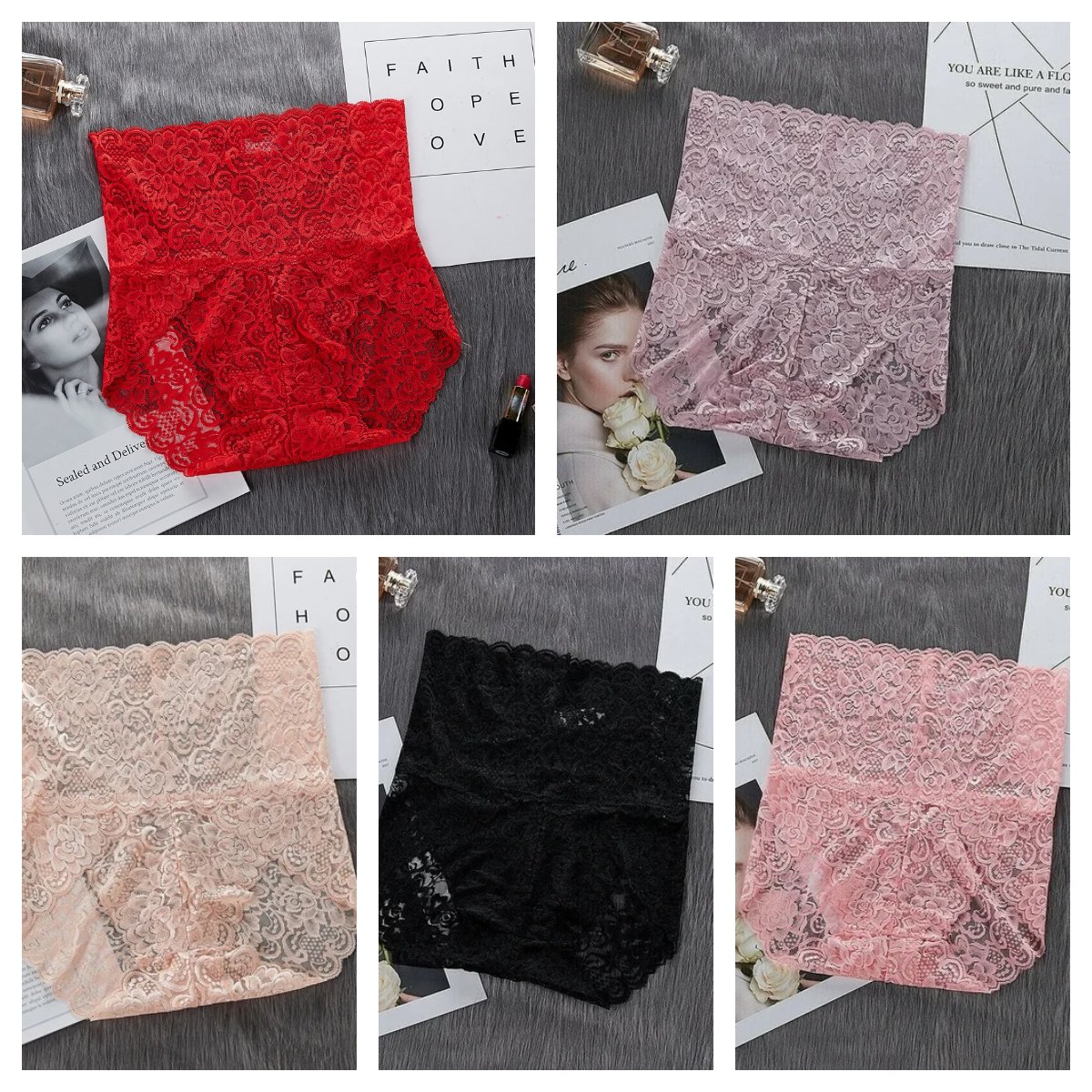🔥5 PCS SET - Sexy High Waist Pretty Lace Panties