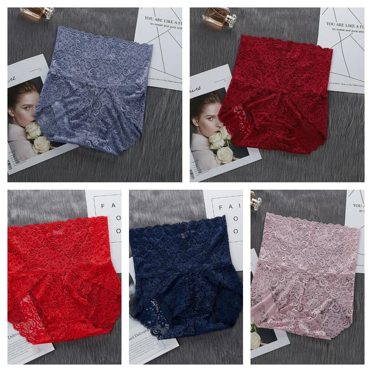 🔥5 PCS SET - Sexy High Waist Pretty Lace Panties