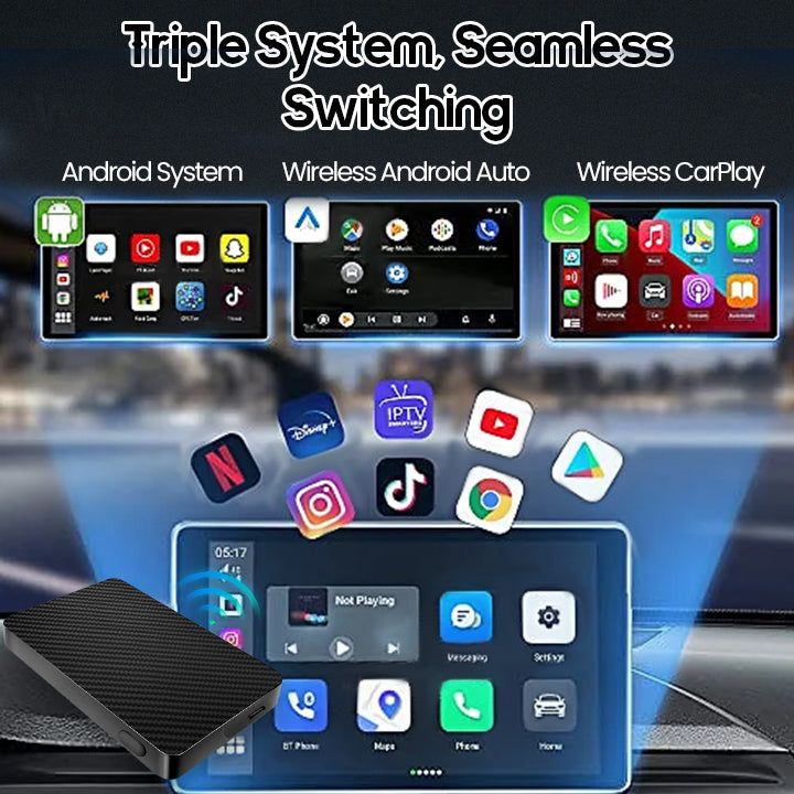 Seurico™ AutoStream Pro: Smart Wireless Car Entertainment System, Compatible with Android Auto