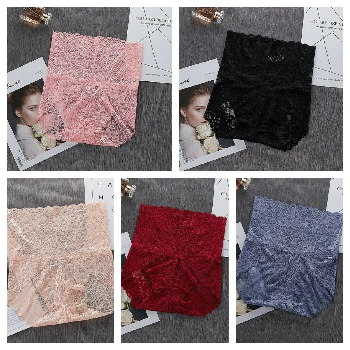 🔥5 PCS SET - Sexy High Waist Pretty Lace Panties
